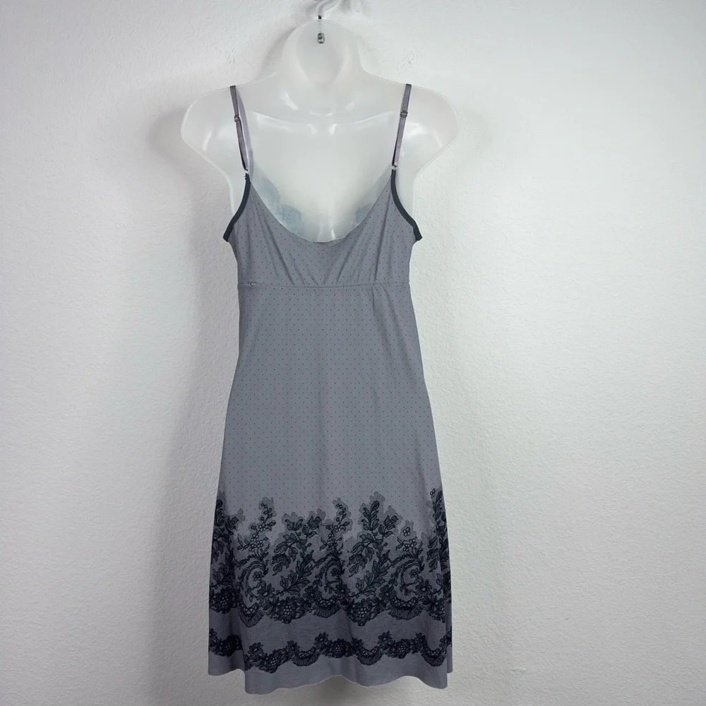 Commando Nightgown Womens S/M‎ Gray Antique Lace Print Microfiber Sleep Chemise